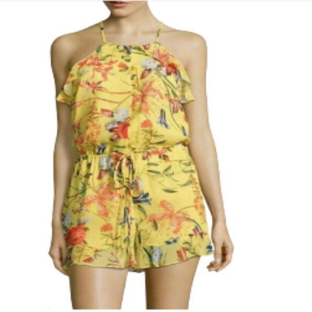 Belle+Sky Petite Havana Dream Yellow Floral Romper